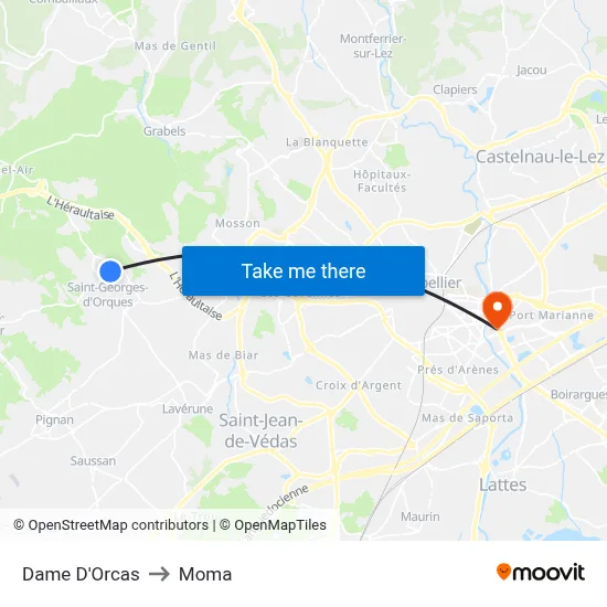 Dame D'Orcas to Moma map