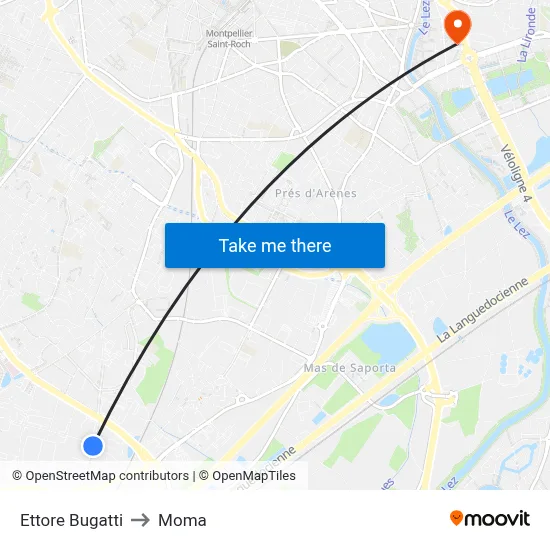 Ettore Bugatti to Moma map