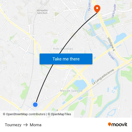 Tournezy to Moma map