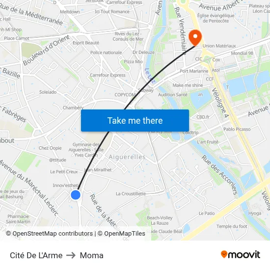 Cité De L'Arme to Moma map