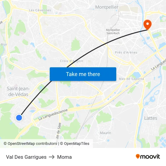 Val Des Garrigues to Moma map