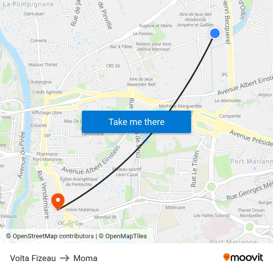 Volta Fizeau to Moma map