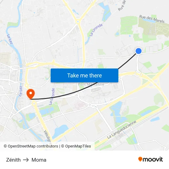 Zénith to Moma map