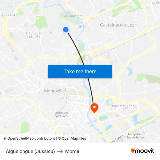Aiguelongue (Jussieu) to Moma map