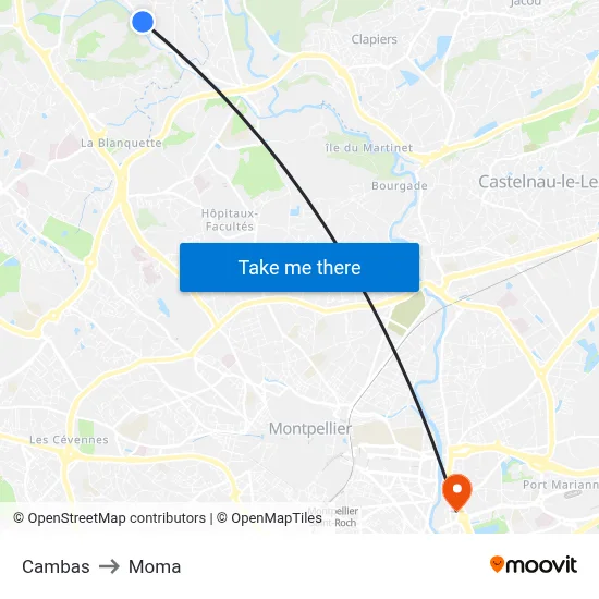 Cambas to Moma map