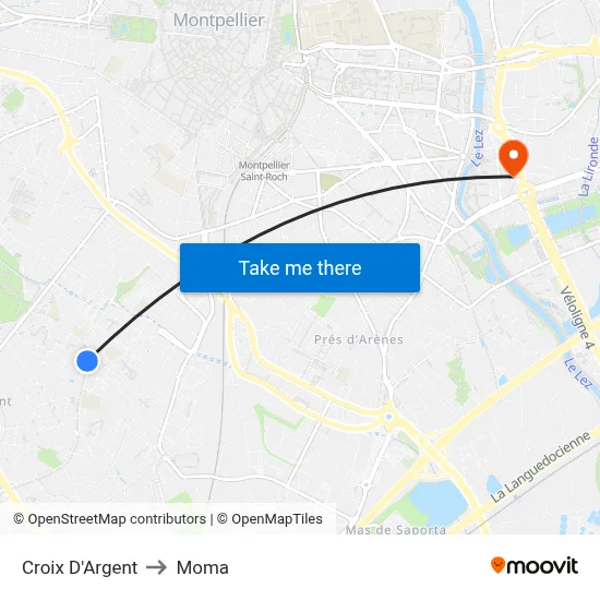 Croix D'Argent to Moma map