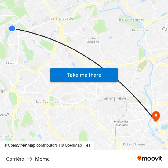 Carriéra to Moma map
