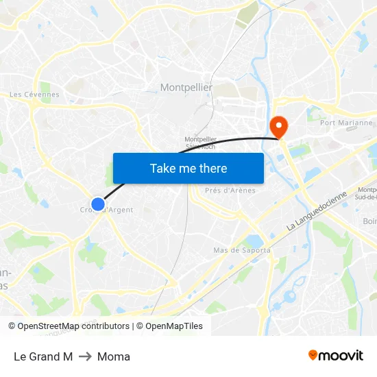 Le Grand M to Moma map