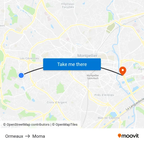Ormeaux to Moma map