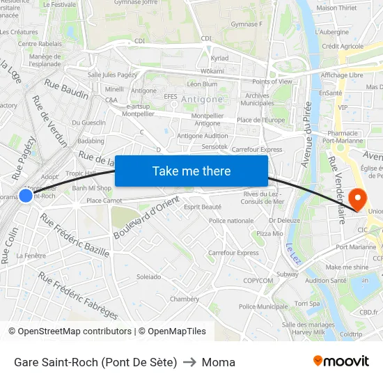 Gare Saint-Roch (Pont De Sète) to Moma map