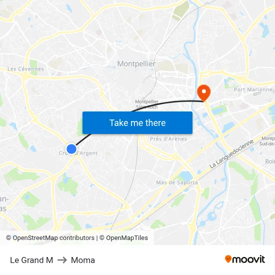 Le Grand M to Moma map