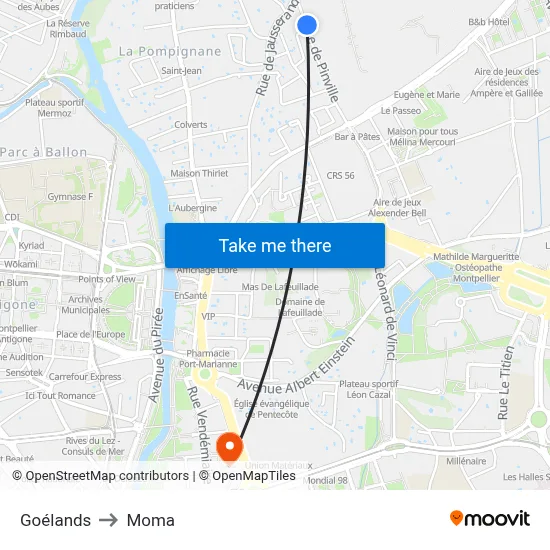 Goélands to Moma map