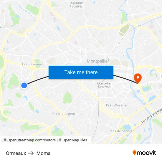 Ormeaux to Moma map