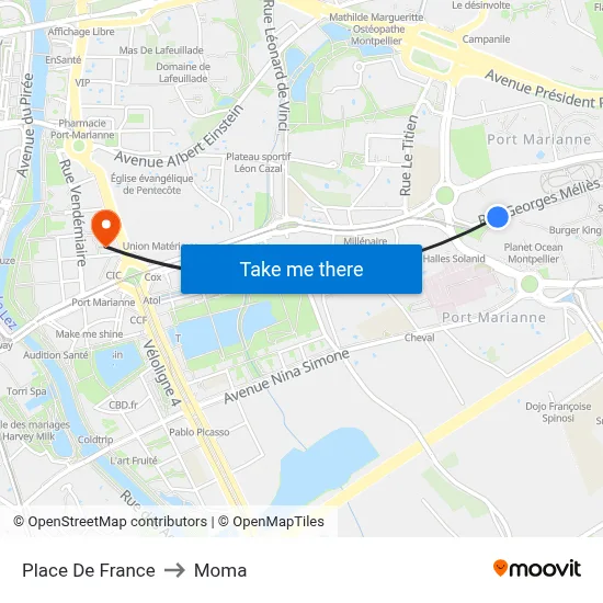Place De France to Moma map