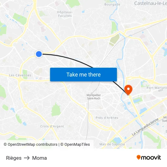Rièges to Moma map