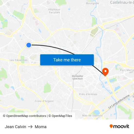 Jean Calvin to Moma map