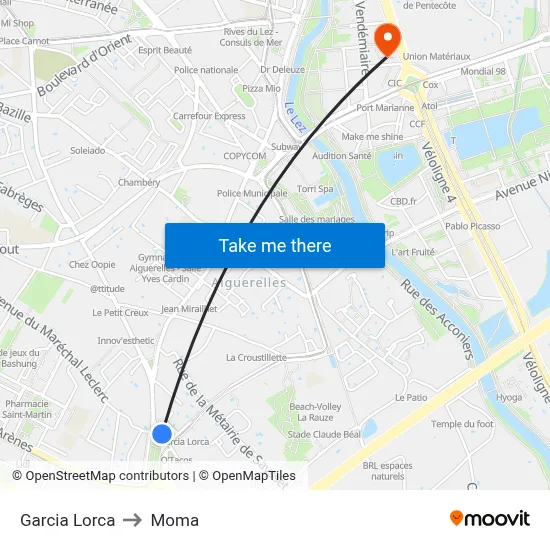 Garcia Lorca to Moma map