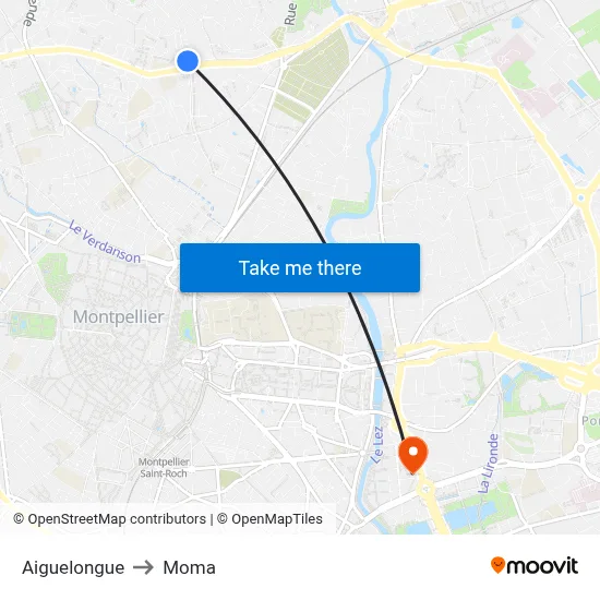 Aiguelongue to Moma map