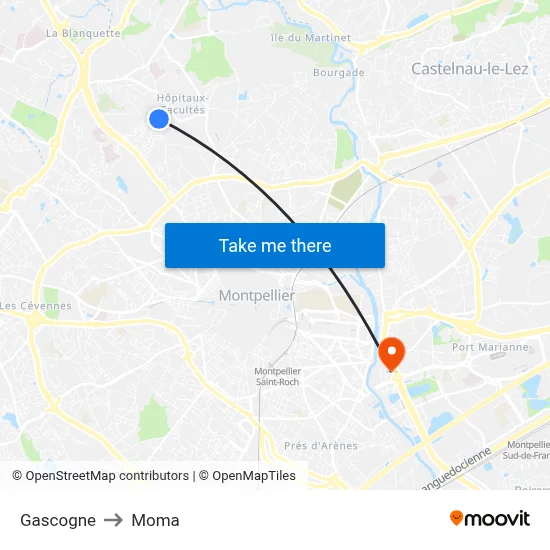 Gascogne to Moma map