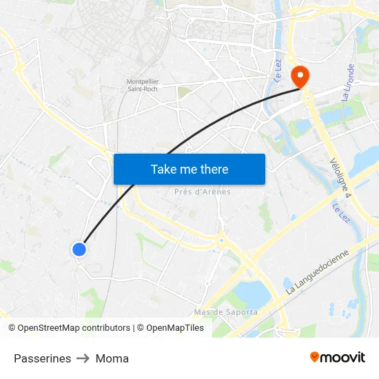 Passerines to Moma map