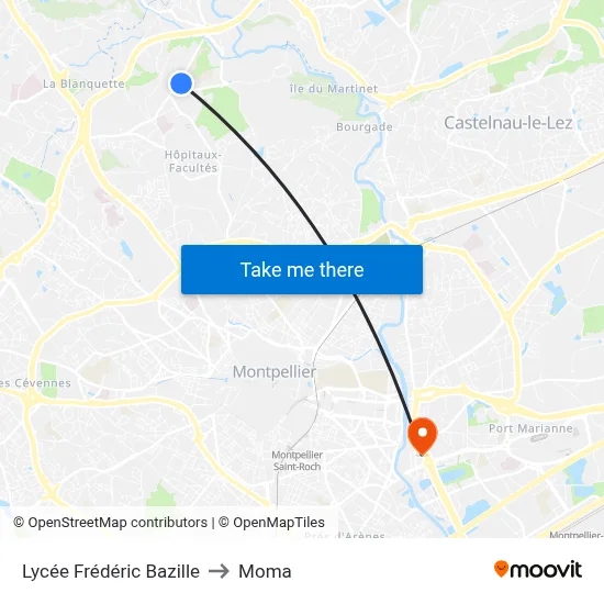 Lycée Frédéric Bazille to Moma map