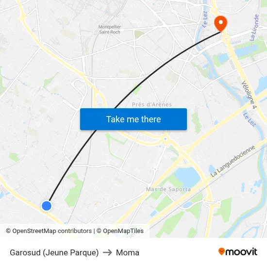 Garosud (Jeune Parque) to Moma map