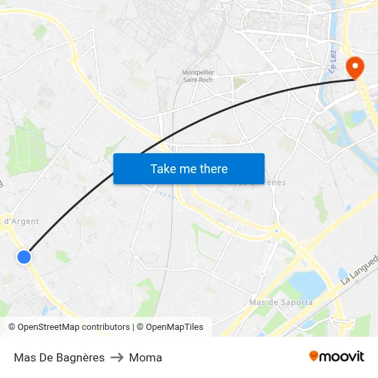 Mas De Bagnères to Moma map