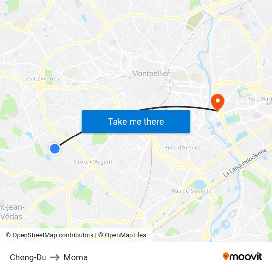 Cheng-Du to Moma map