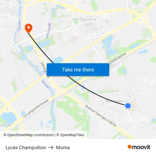 Lycée Champollion to Moma map