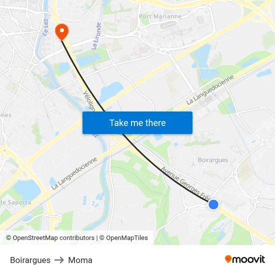 Boirargues to Moma map