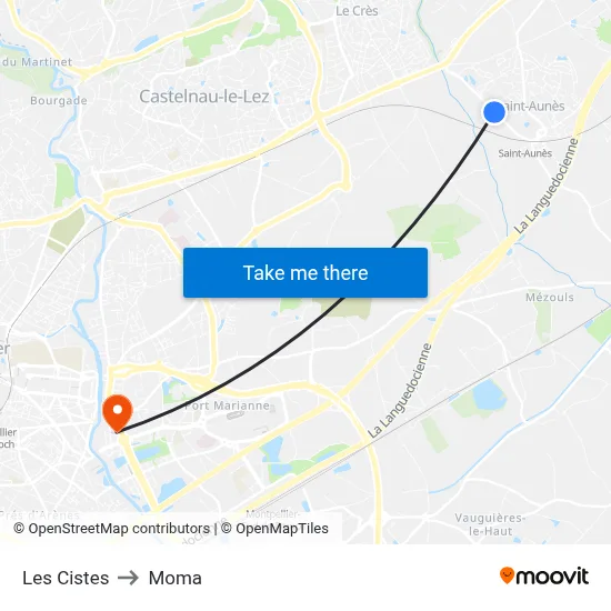 Les Cistes to Moma map