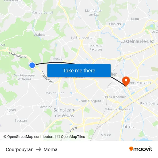 Courpouyran to Moma map