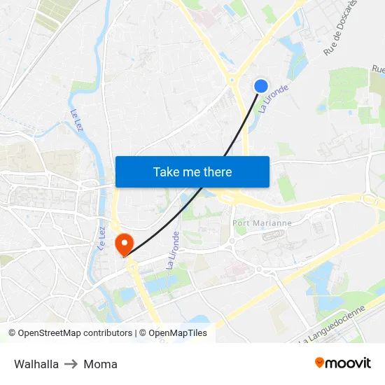 Walhalla to Moma map