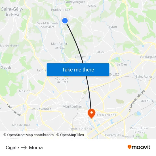 Cigale to Moma map