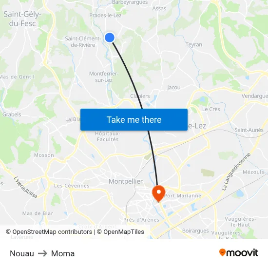 Nouau to Moma map