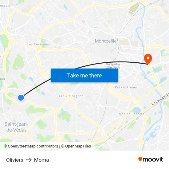 Oliviers to Moma map