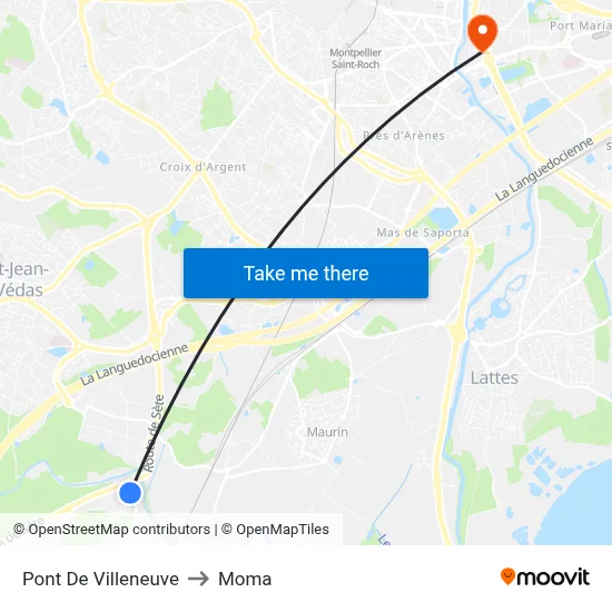 Pont De Villeneuve to Moma map