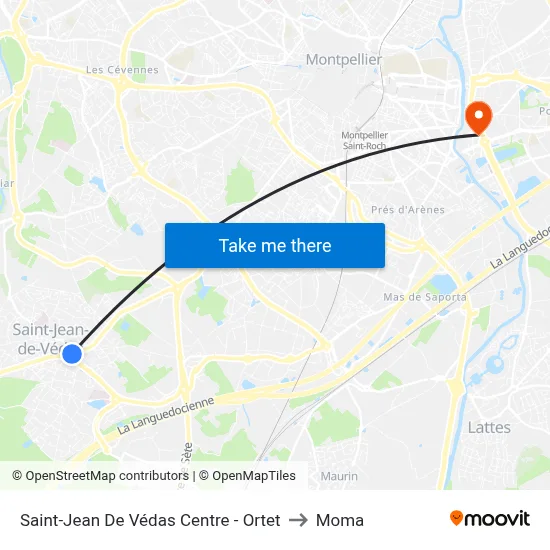 Saint-Jean De Védas Centre - Ortet to Moma map