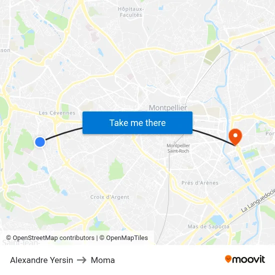 Alexandre Yersin to Moma map