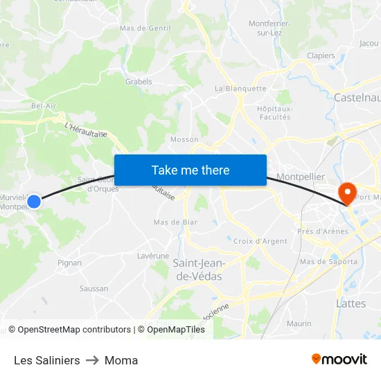Les Saliniers to Moma map