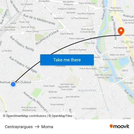 Centrayrargues to Moma map