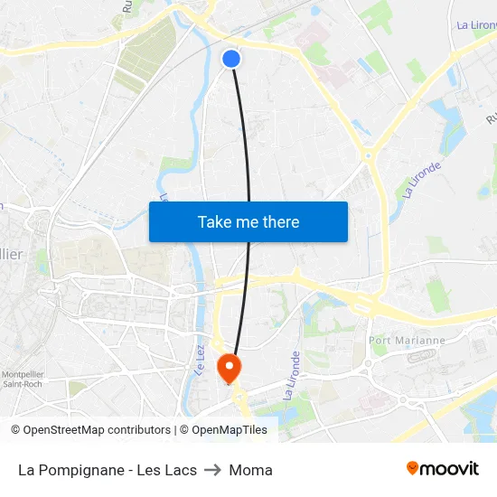 La Pompignane - Les Lacs to Moma map