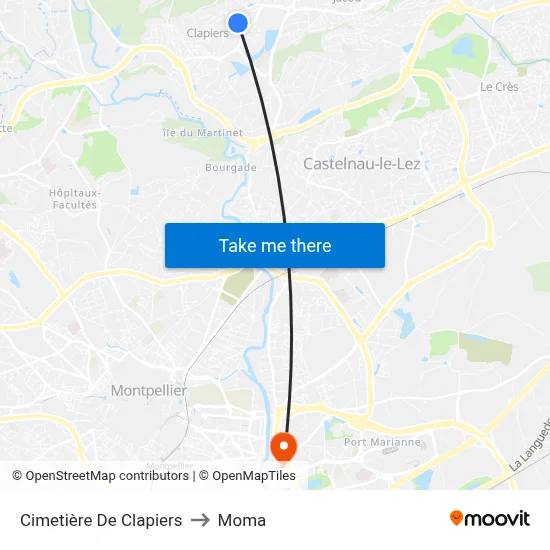 Cimetière De Clapiers to Moma map