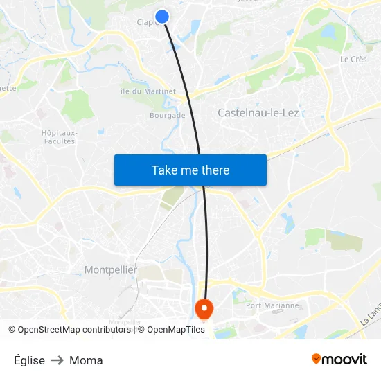 Église to Moma map