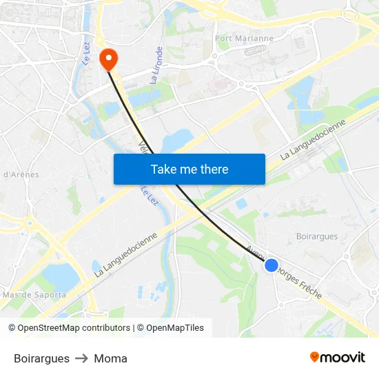 Boirargues to Moma map