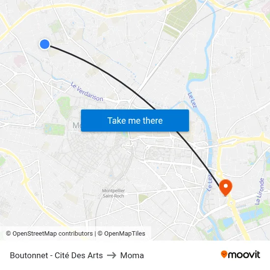 Boutonnet - Cité Des Arts to Moma map