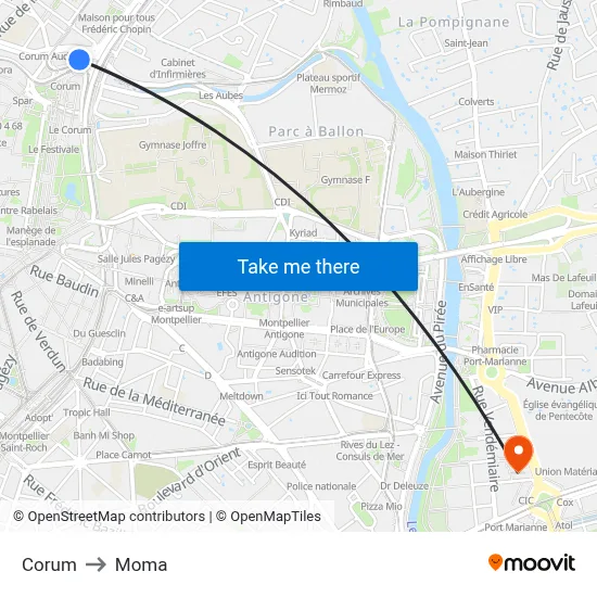 Corum to Moma map