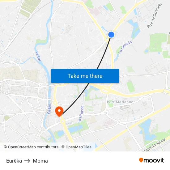 Eurêka to Moma map