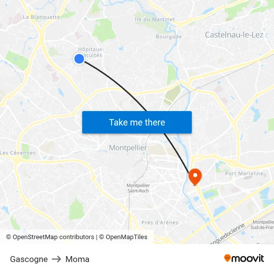 Gascogne to Moma map