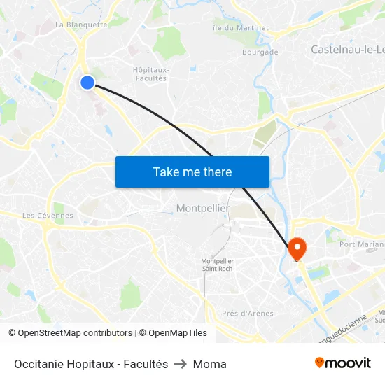 Occitanie Hopitaux - Facultés to Moma map